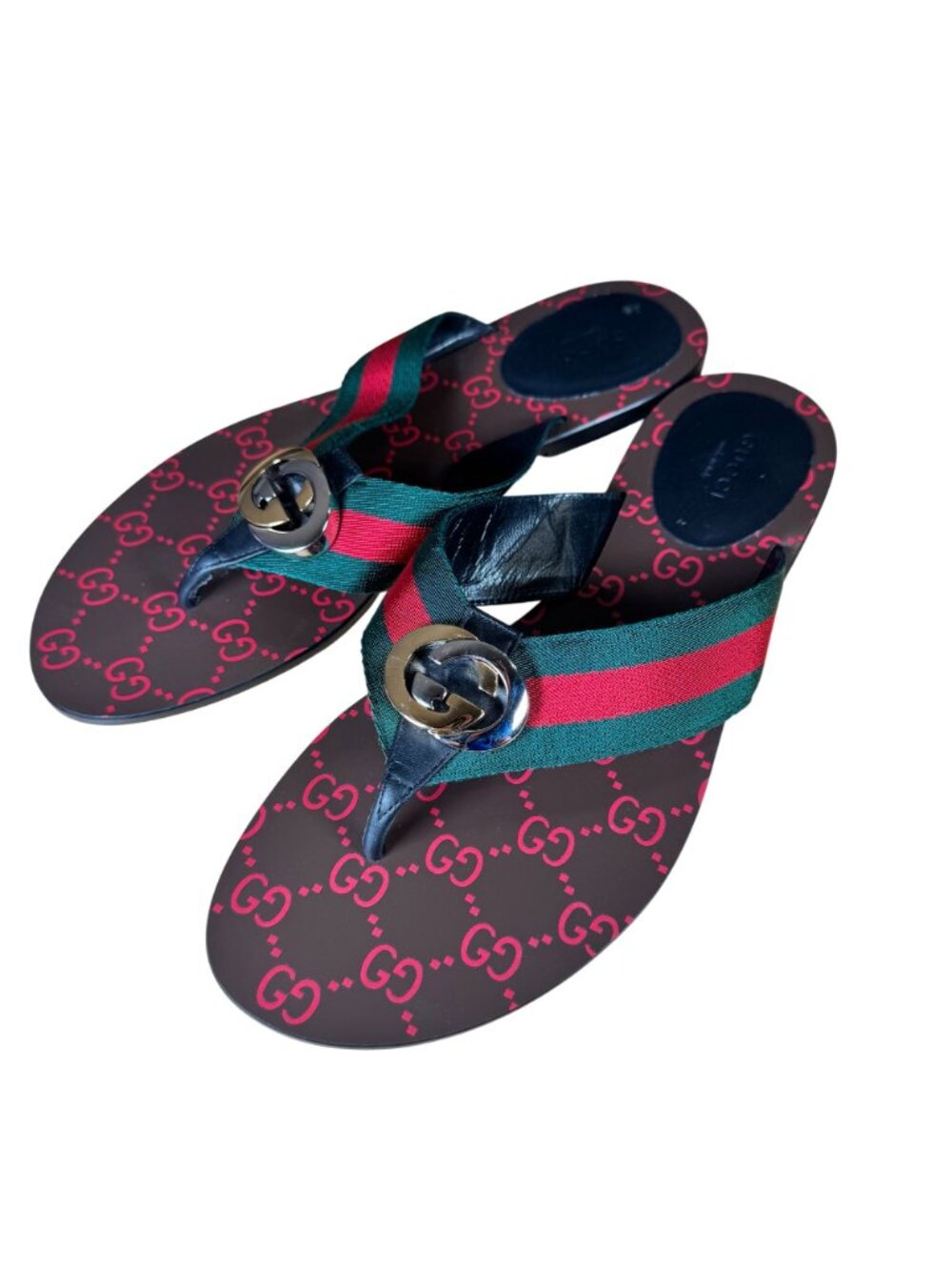 Gucci Kika Red Interlocking GG Thong Flip Flop Sandals Flat Size EU 40 US 10 - Picture 4 of 8